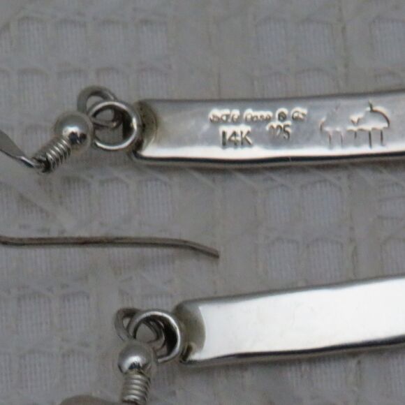 Vintage Gold and Sterling Earrings Silver Native American Made Dangle Story Book - Picture 5 of 10